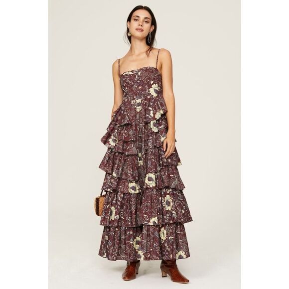 Ulla Johnson Avery Dress TEAK US2 Brown Floral - Picture 1 of 13